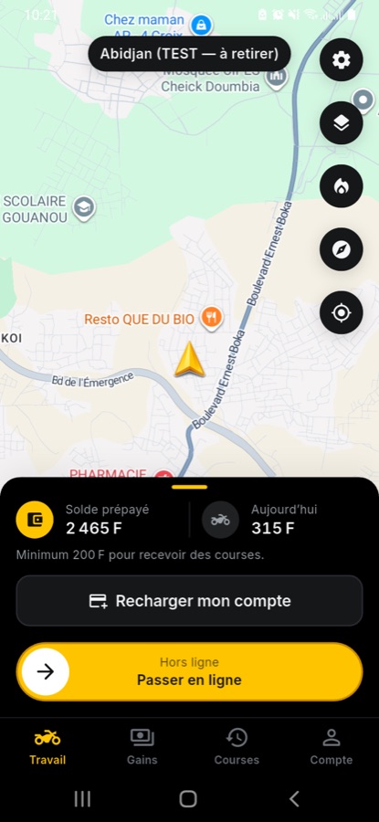 Onglet Travail