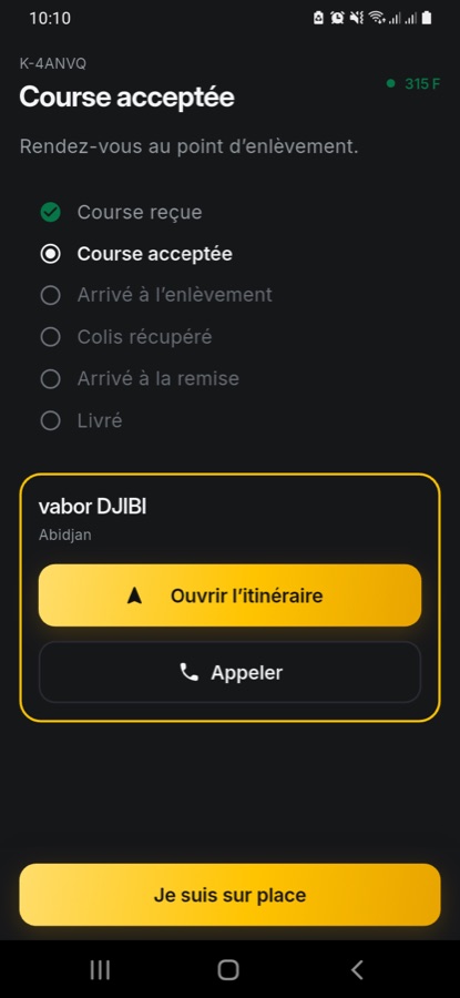Course acceptée