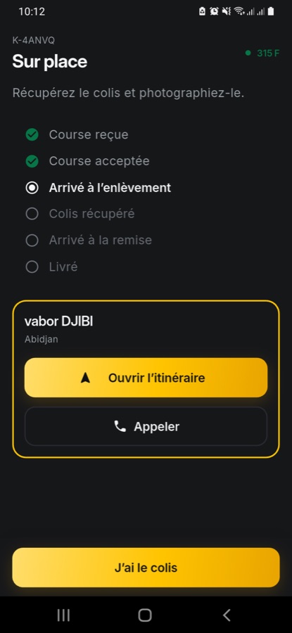 Arrivé à l'enlèvement
