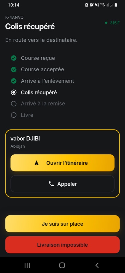 Colis récupéré