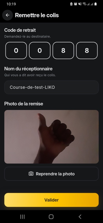 Formulaire de remise